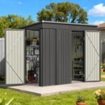 Metal Storage Shed with Triple Lockable Doors and Reinforced Construction for Garden Tools