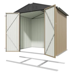 Patiowell 6x4 Metal Shed with Floor Frame, Brown