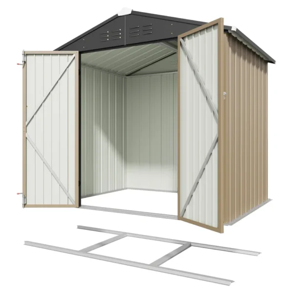 6x4_metal_shed_with_floor_frame_brown_main Patiowell 6x4 Metal Shed with Floor Frame, Brown
