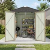 6x4_metal_shed_with_floor_frame_brown_scene Patiowell 6x4 Metal Shed with Floor Frame, Brown