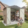 6x4_metal_shed_with_floor_frame_brown_scene2 Patiowell 6x4 Metal Shed with Floor Frame, Brown