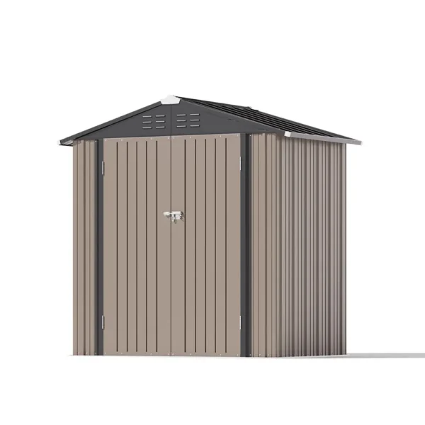 patiowell-6x4-metal-storage-shed-peak-roof-5 Patiowell 6x4 Metal Shed with Peak Roof (Brown)