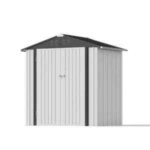 Patiowell 6x4 Metal Shed with Peak Roof (White)