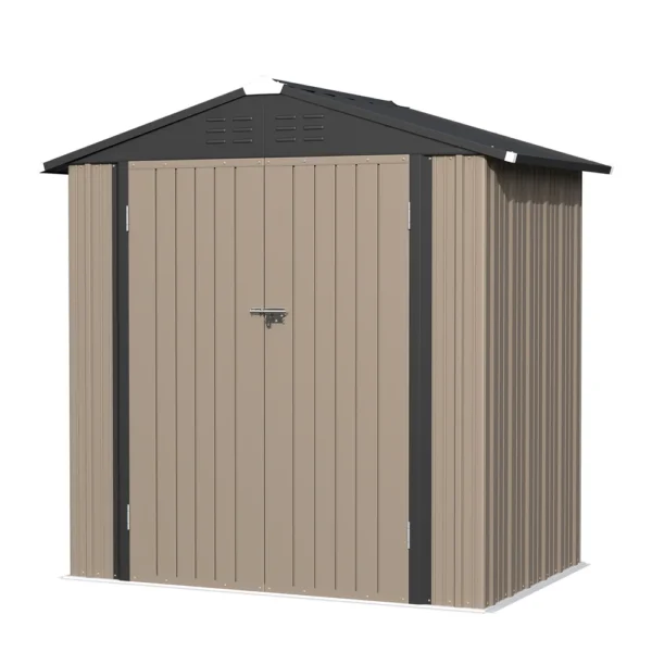 product-6x4-metal-shed-brown-main-img2 Patiowell 6x4 Metal Shed with Peak Roof (Brown)