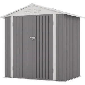 Patiowell 6x4 Metal Shed with Peak Roof (Gray)