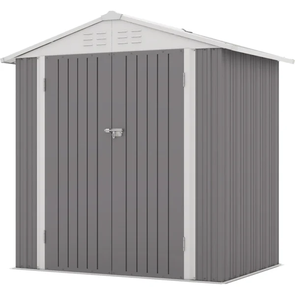 product-6x4-metal-shed-gray-main-img Patiowell 6x4 Metal Shed with Peak Roof (Gray)