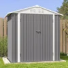 product-6x4-metal-shed-gray-scene-img-close-door Patiowell 6x4 Metal Shed with Peak Roof (Gray)