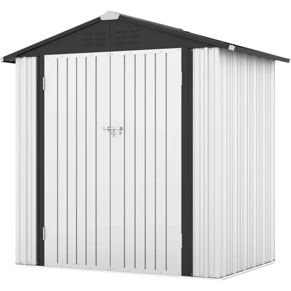 product-6x4-metal-shed-white-main-img2 Patiowell 6x4 Metal Shed with Peak Roof (White)